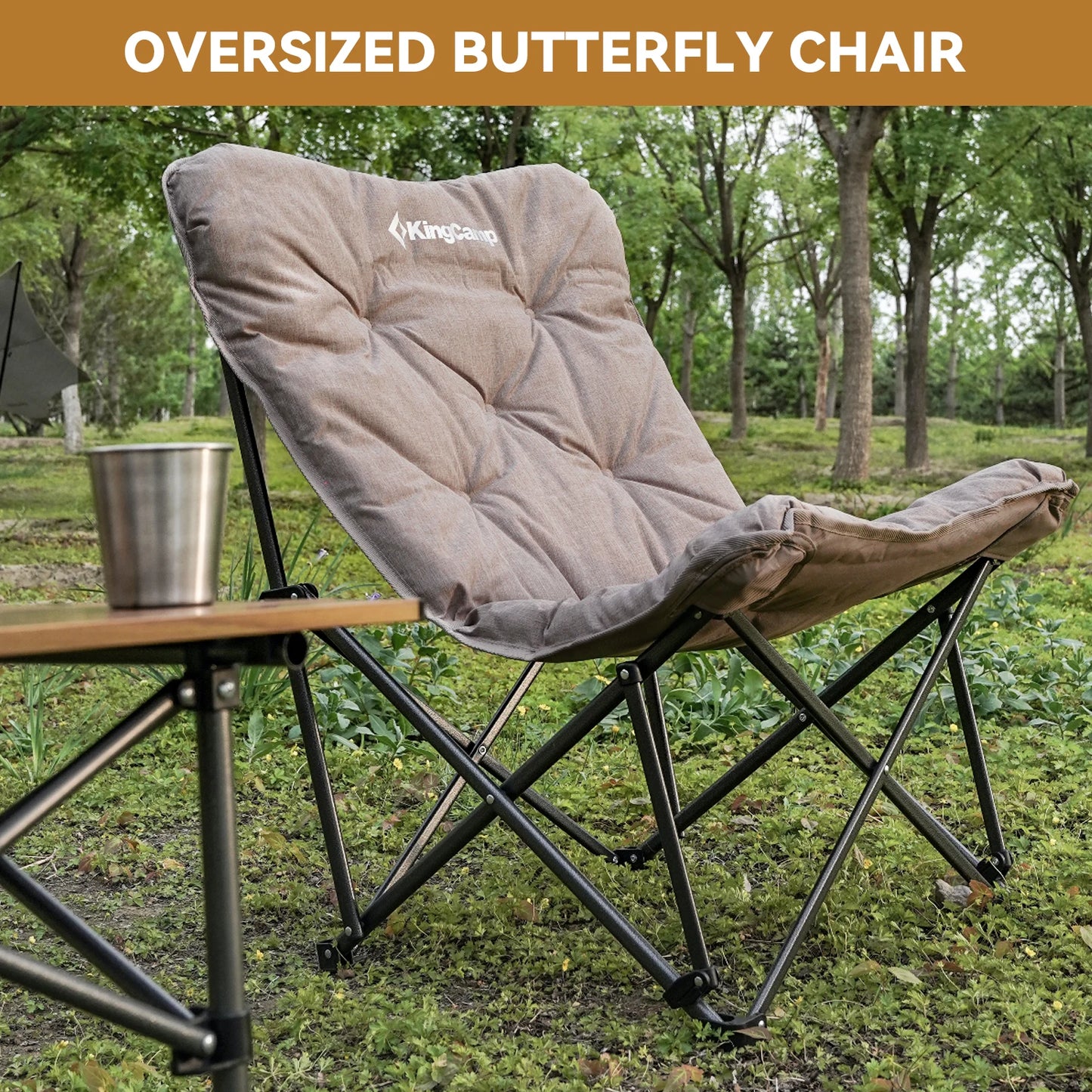 KingCamp Comfortable Butterfly Chair Portable Foldable with Upholstered Seat