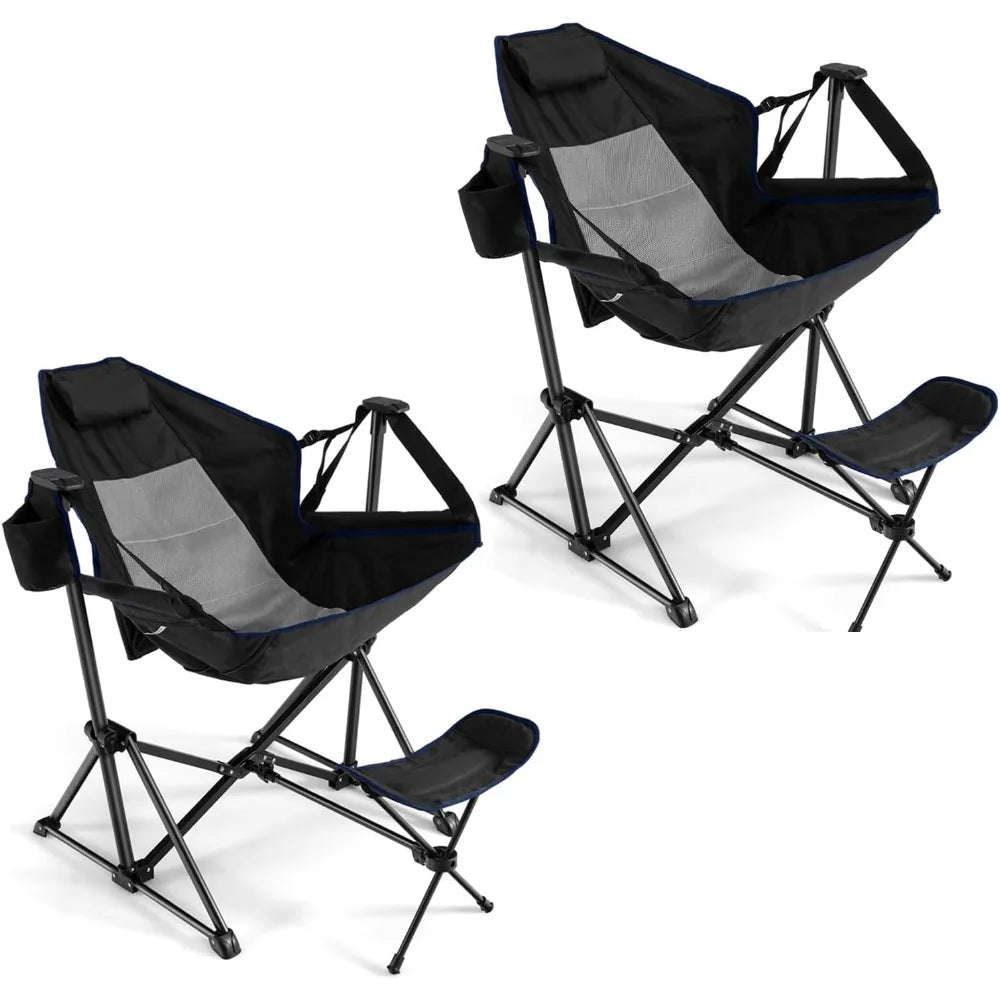 Folding Hammock Camping Chair with Detachable Footrest and Adjustable Backrest