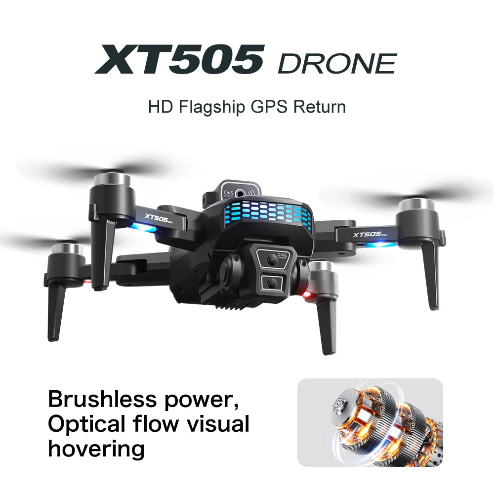 New XT505 GPS Drone with 8K Dual Camera and 5G WiFi FPV Obstacle Avoidance