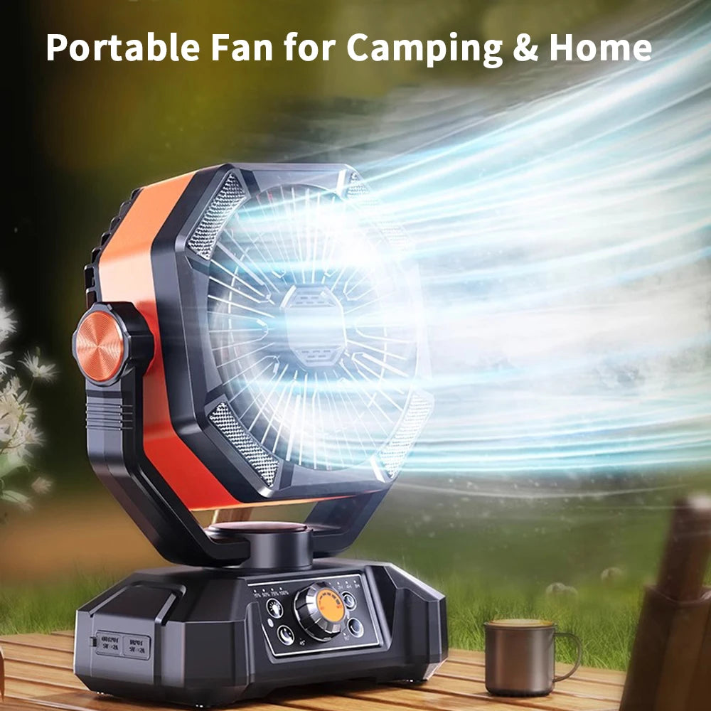 ColdSky Camping Fan with LED Lantern 8 Speeds Portable 20000mAh Battery