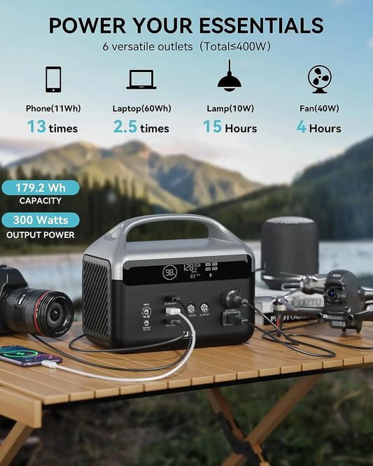 DaranEner 300W Solar Generator 179Wh Portable Power Station for Camping