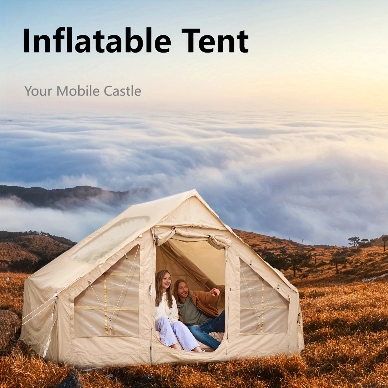 Inflatable Camping Tent Easy Setup Waterproof Windproof Portable Outdoor Shelter
