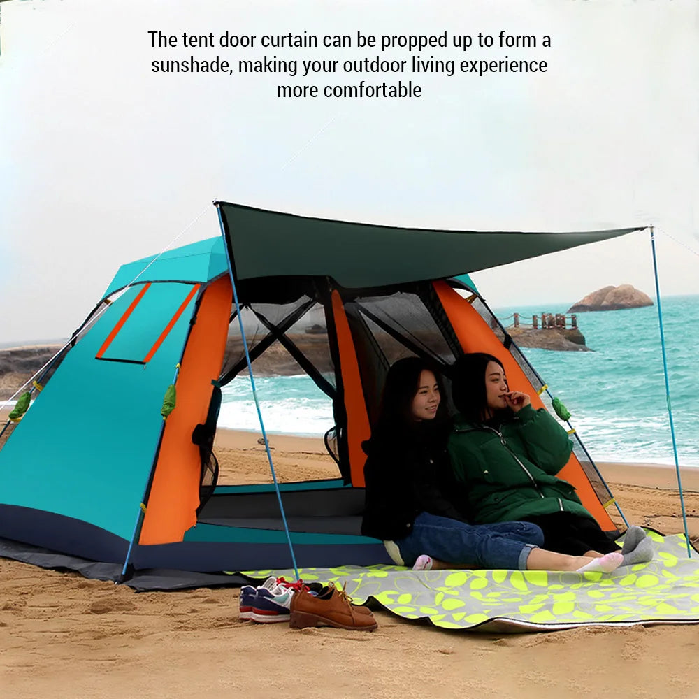 Portable Outdoor Folding Tent for 3-4 People Quick Opening Rain and Sun Proof