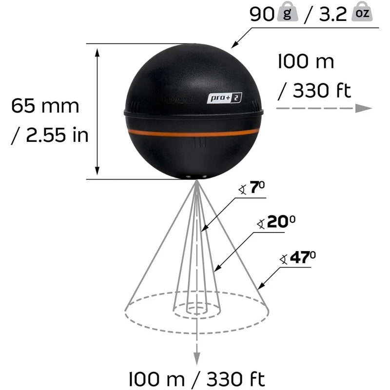 Pro Plus 2 Sonar Fish Finder Portable Depth Finder for Kayaks Boats and Ice Fishing