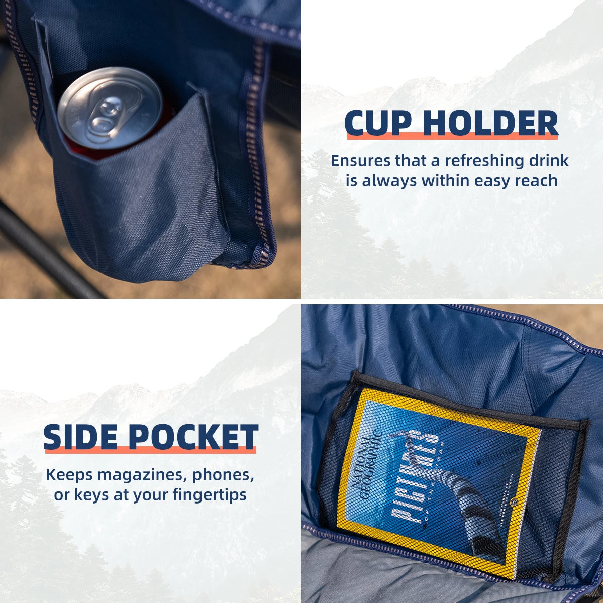 Tisetrail Oversized Padded Moon Saucer Chair with Cup Holder Blue and Gray