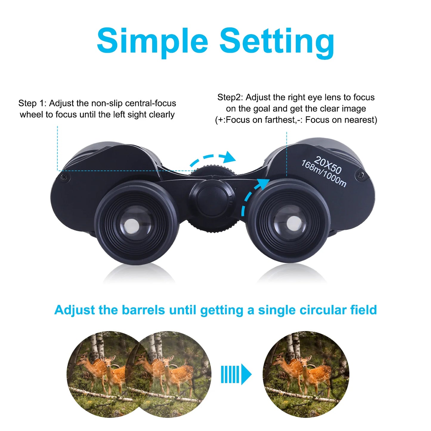 Military Zoom Powerful Binoculars with Case for Day and Low Light Hunting