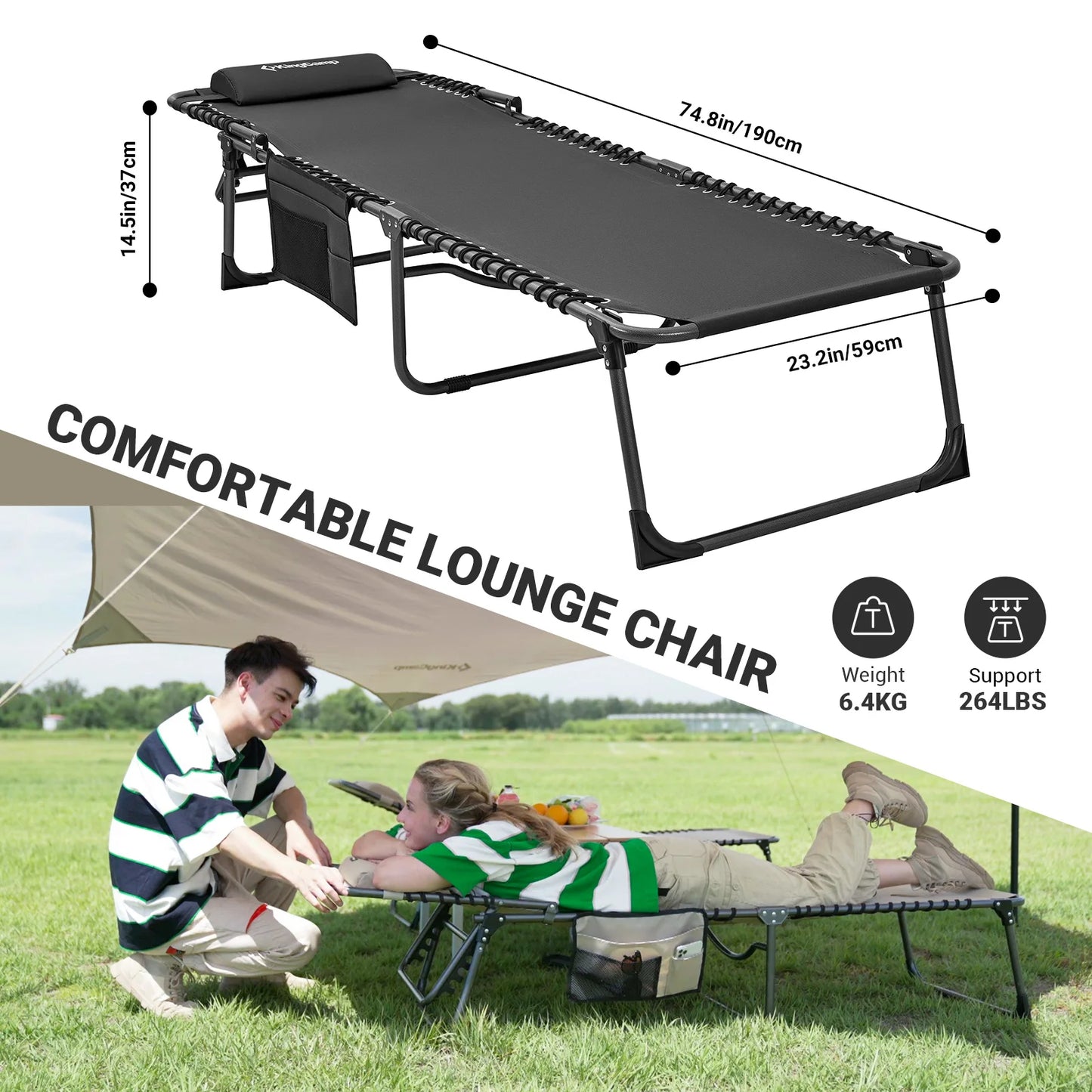 KingCamp Oversized Zero Gravity Lounge Chair With Removable Cushion