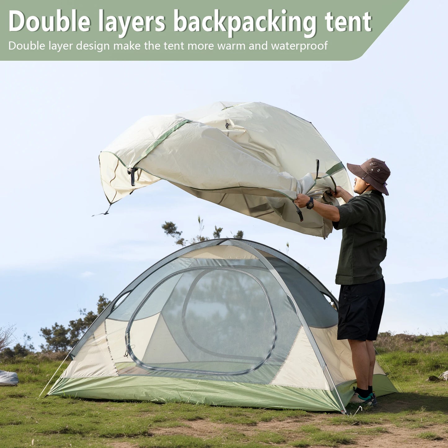 BISINNA Ultralight Waterproof Camping Tent for 2 Easy Setup Double Layer