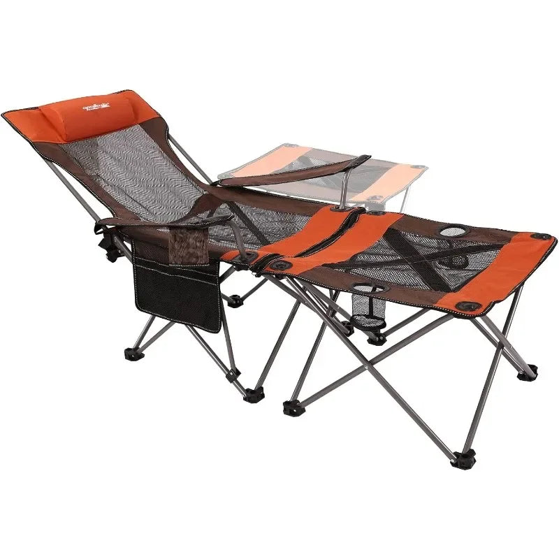 Folding Mesh Reclining Camping Chair Portable Outdoor Lounger with Carry Bag